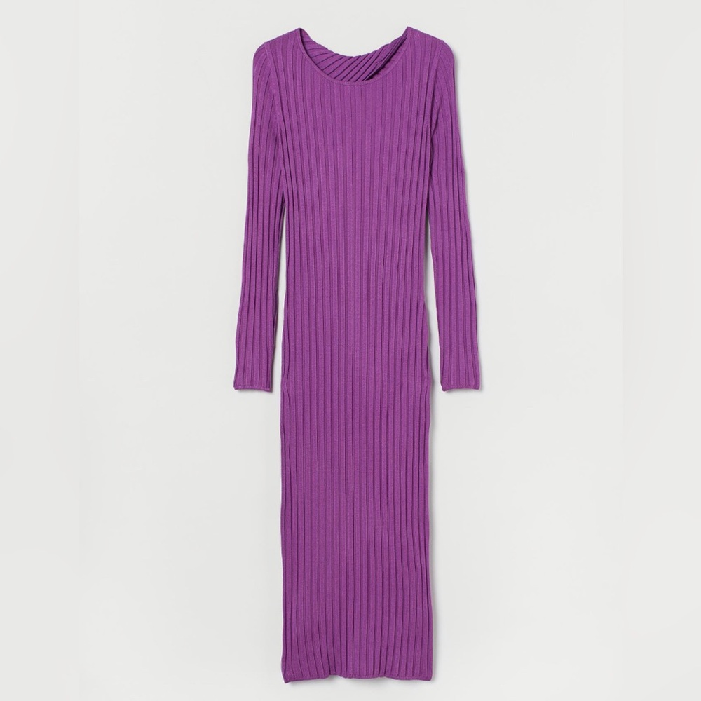 H&M Purple Rib Knit Sweater Dress